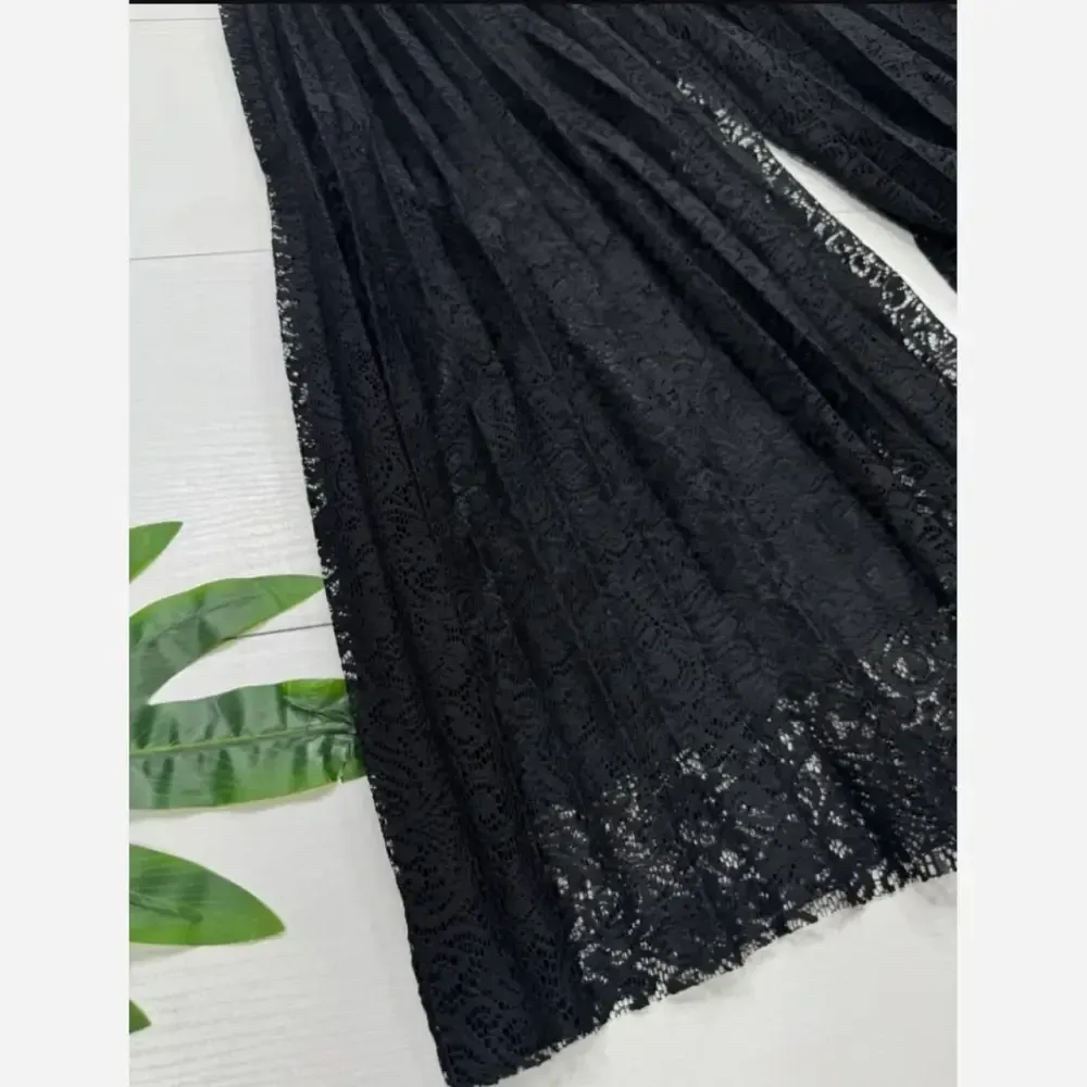 دامن شلواری زنانه مجلسی گیپور مشکی فری سایز 38 تا 46