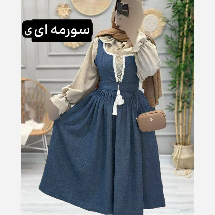 ست شومیز و سارافون زنانه مدل شهرزاد جنس صوفیا شانتون فری سایز تا 46