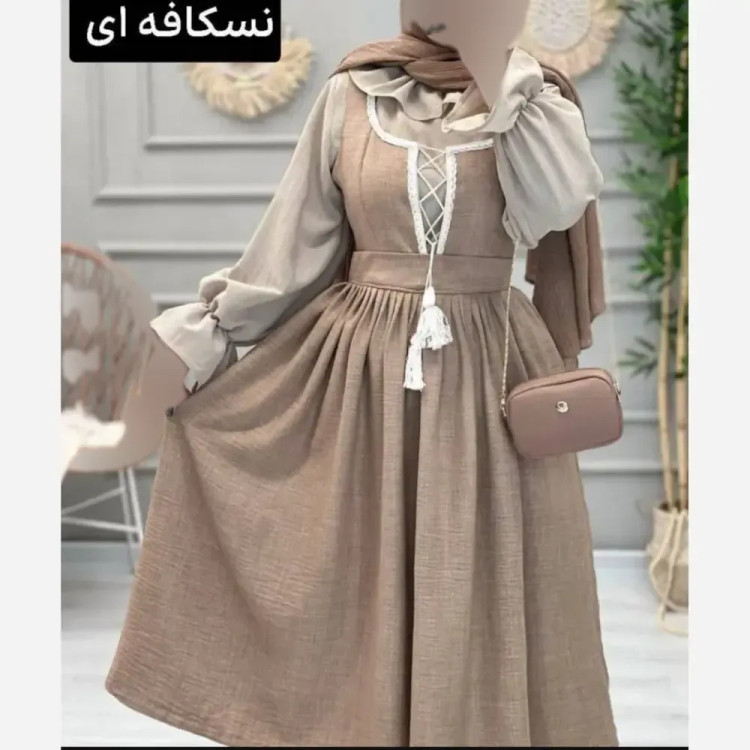 ست شومیز و سارافون زنانه مدل شهرزاد جنس صوفیا شانتون فری سایز تا 46