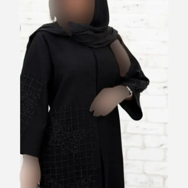 مانتو مجلسی نگین دار مدل مهشید پارچه سوپر مازراتی رنگ مشکی سایز بزرگ