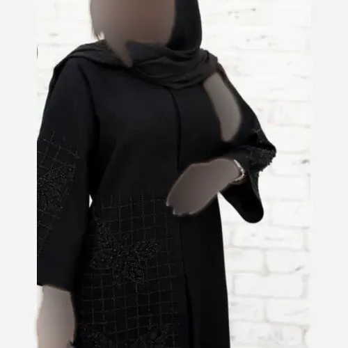 مانتو مجلسی نگین دار مدل مهشید پارچه سوپر مازراتی رنگ مشکی سایز بزرگ