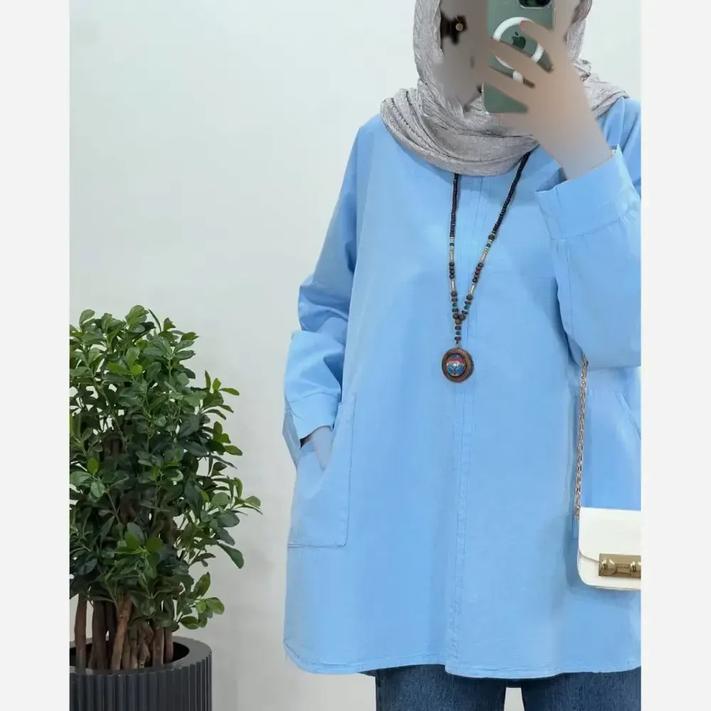 تونیک مانتویی زنانه مدل سیسیل جنس لینن آنزیم شور فری سایز 36 تا 52