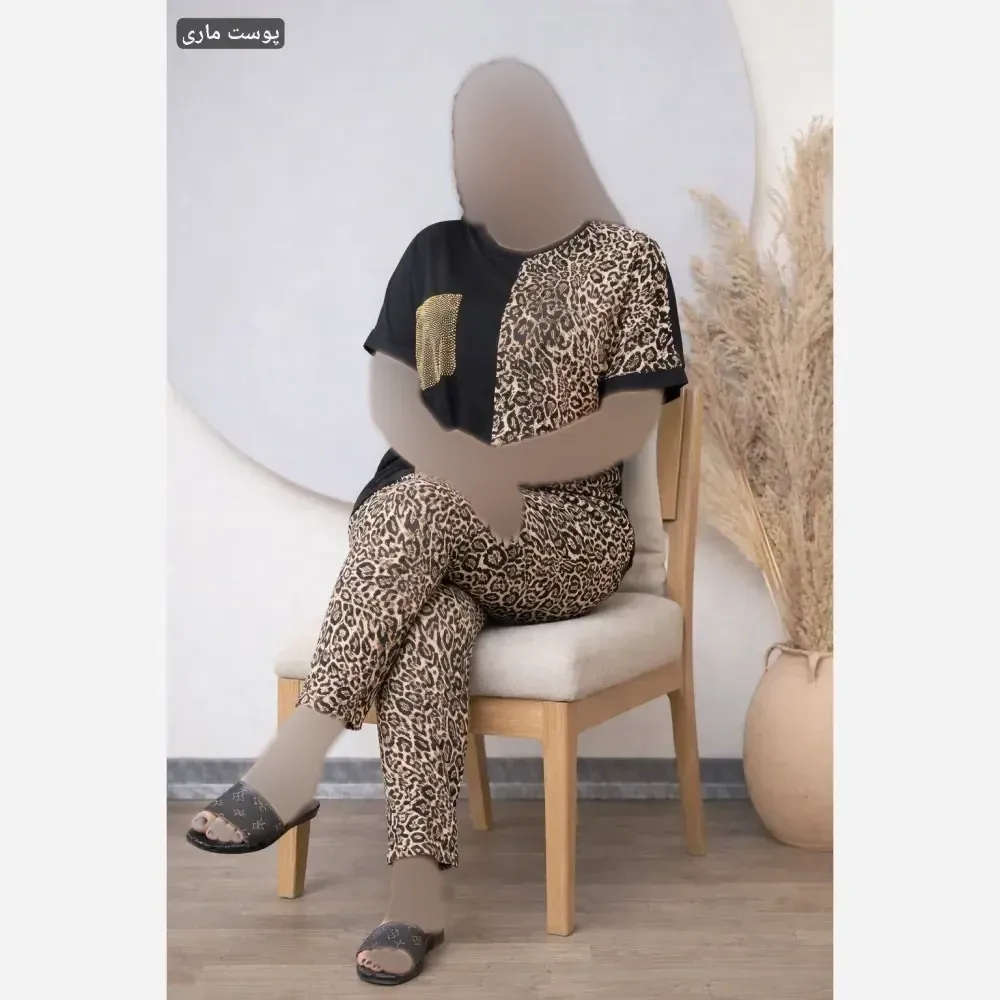 ست تونیک و شلوار زنانه مدل لیورپول جنس ویسکوز الیزه فول کش نگیندار فری سایز 36 تا 52