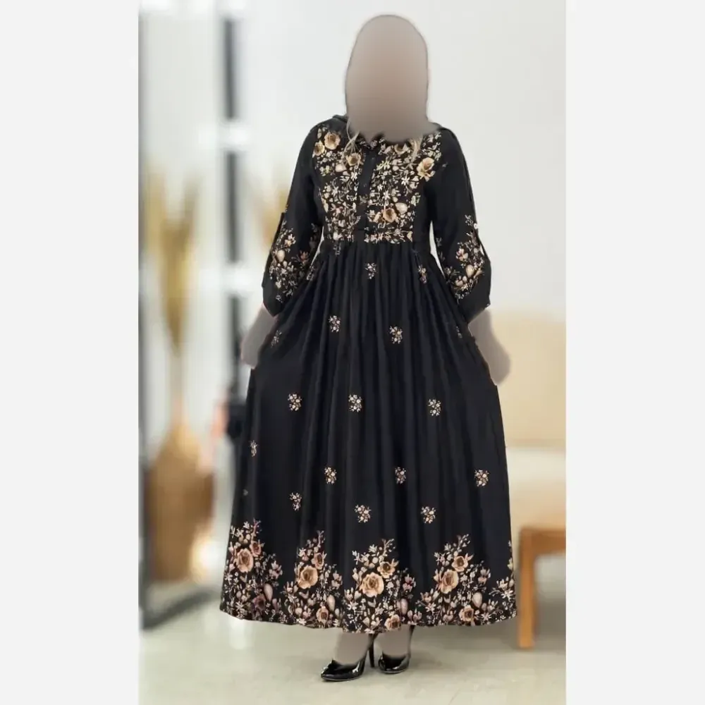 پیراهن زنانه مدل زنبق جنس بوگاتی فری سایز 38 تا 46