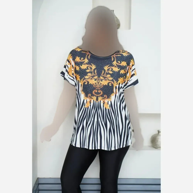تیشرت مجلسی زنانه نگین کاری شده جنس فلامنت الیزه فری سایز