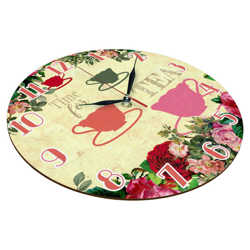 ساعت دیواری طرح گل و فنجان چای کد 1199
