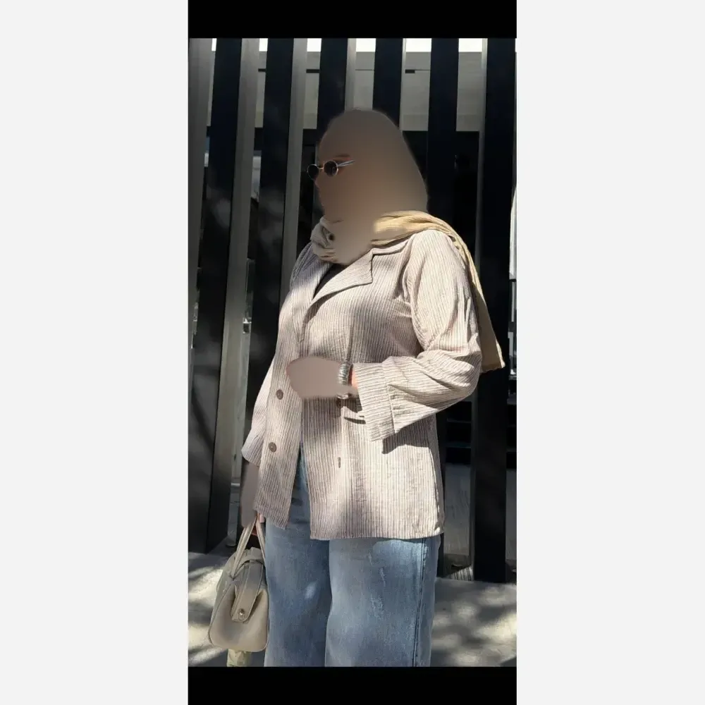 کت زنانه راه راه مدل هیلدا جنس لینن زارا سایز 38 تا 46