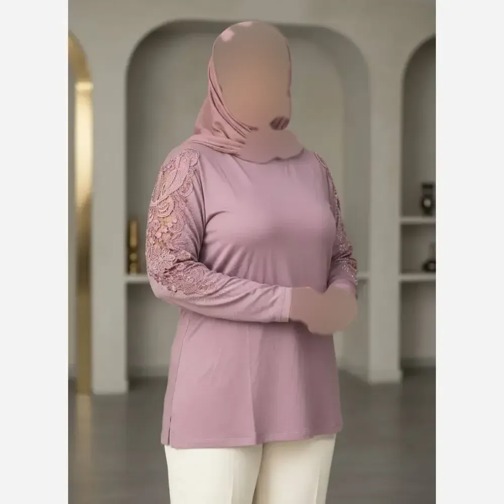 شومیز مجلسی گیپوری نگین دار مدل سوگل جنس ویسکوز فری سایز 40 تا 50
