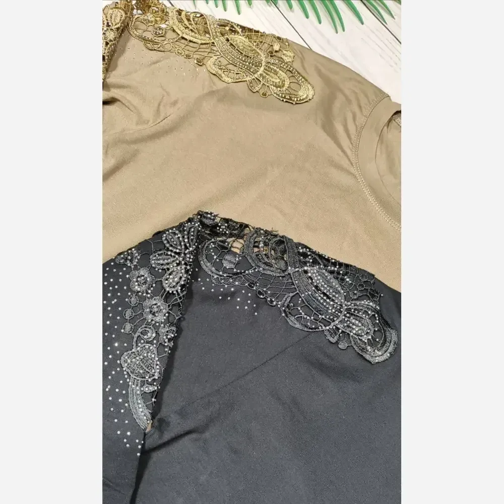 شومیز مجلسی گیپوری نگین دار مدل سوگل جنس ویسکوز فری سایز 40 تا 50