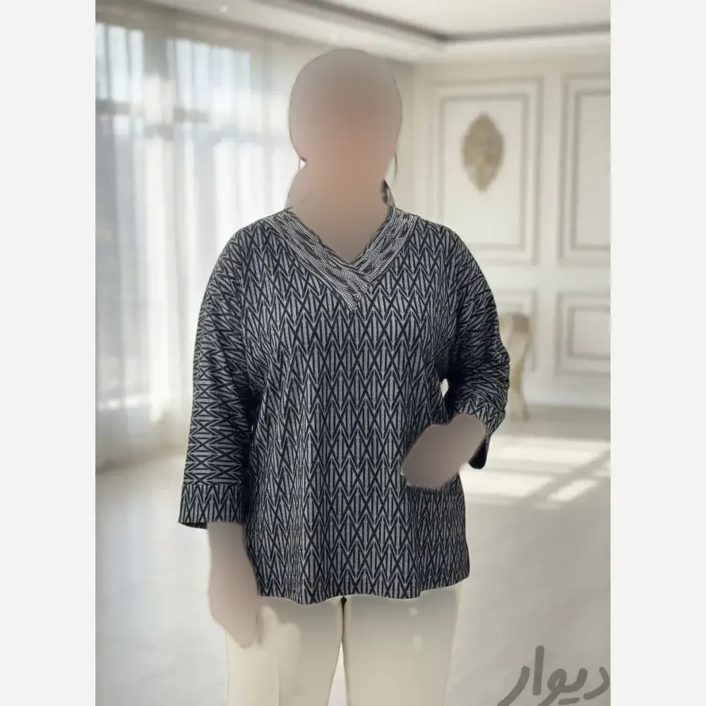 شومیز زنانه مجلسی مدل یاس پارچه ژاکارد ویسکوز فری سایز 46 تا 54
