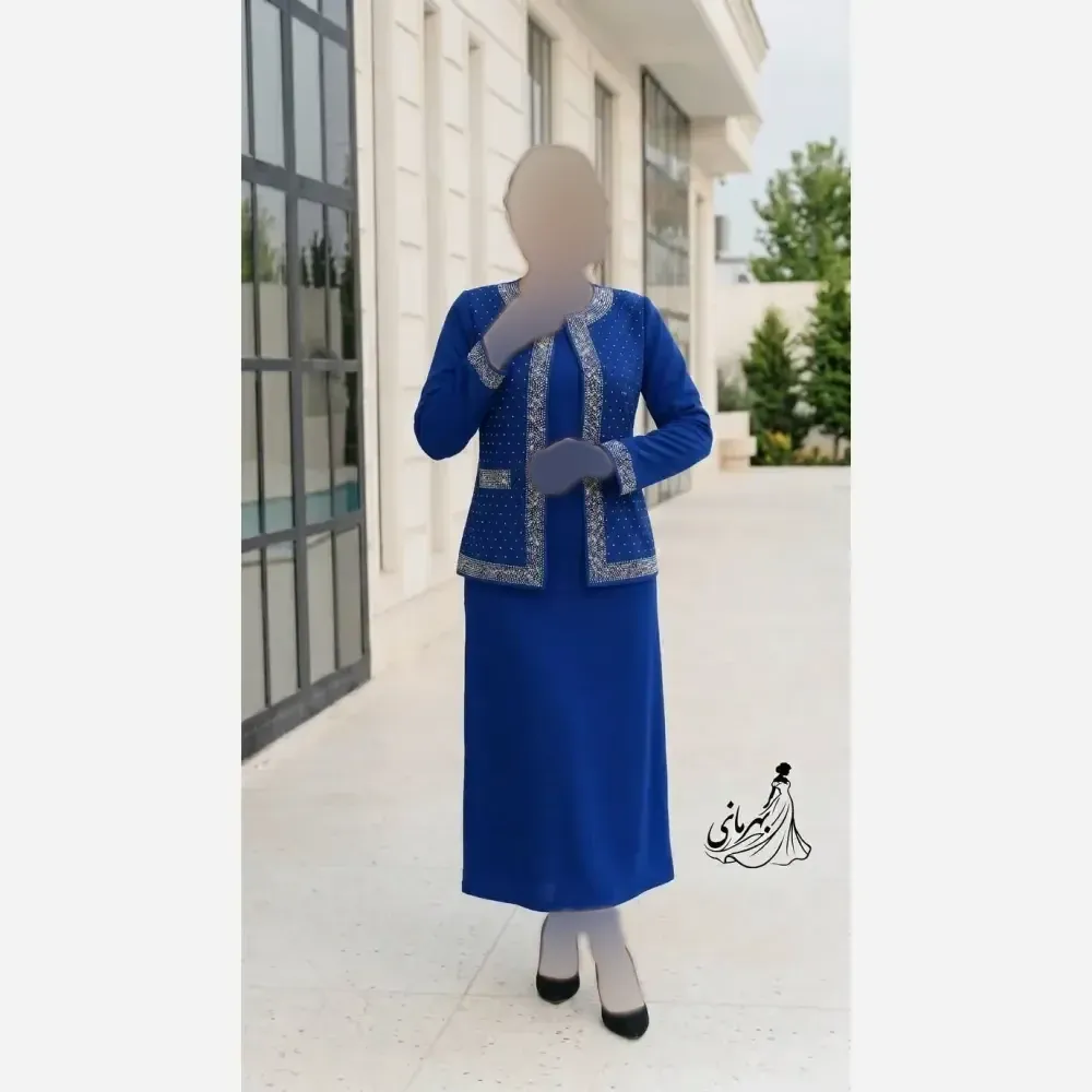 کت و سارافون مجلسی زنانه مدل نیلا جنس مازراتی سایز بزرگ 44 تا 58