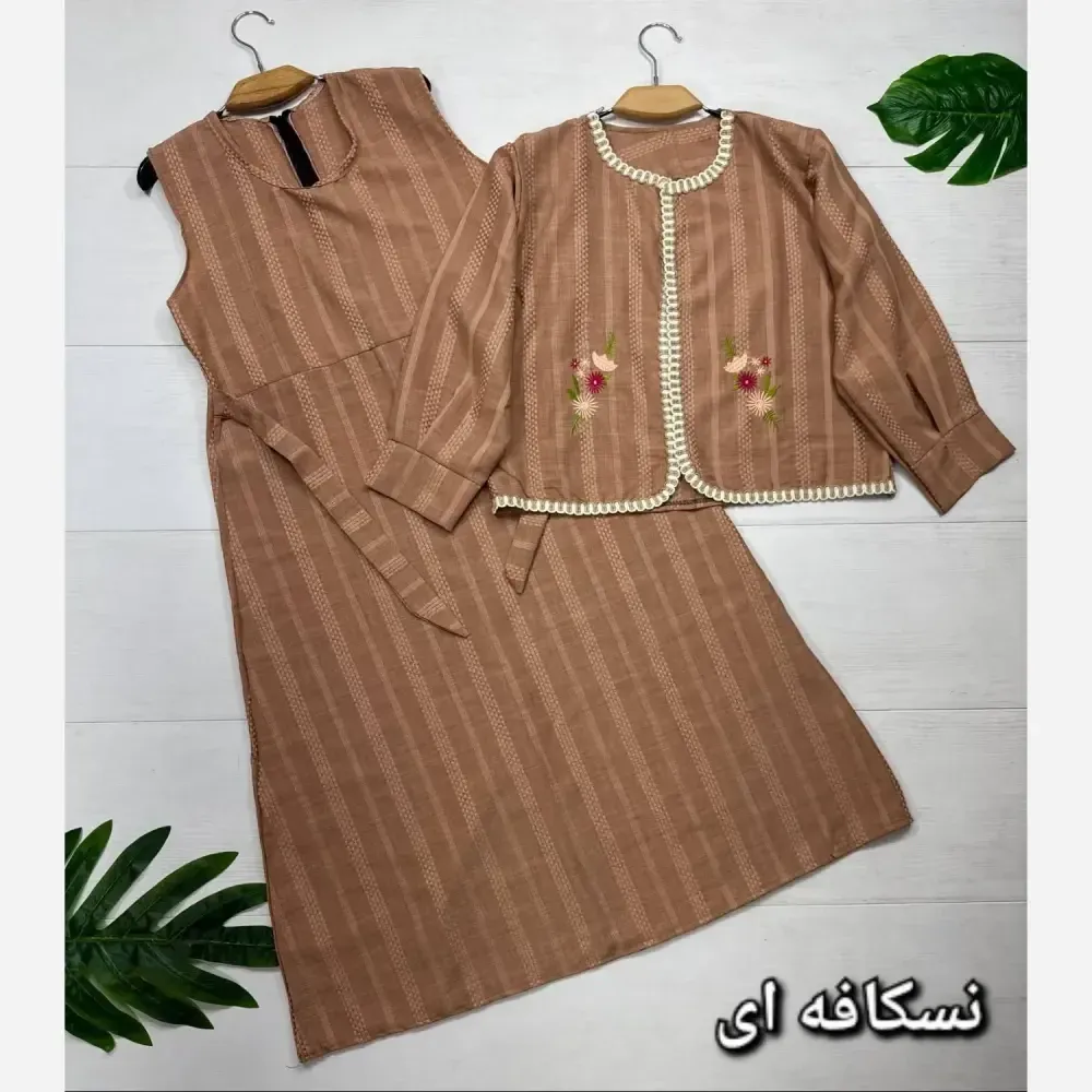 ست کت و سارافون زنانه مدل همتا جنس شانتون فری سایز 38 تا 46
