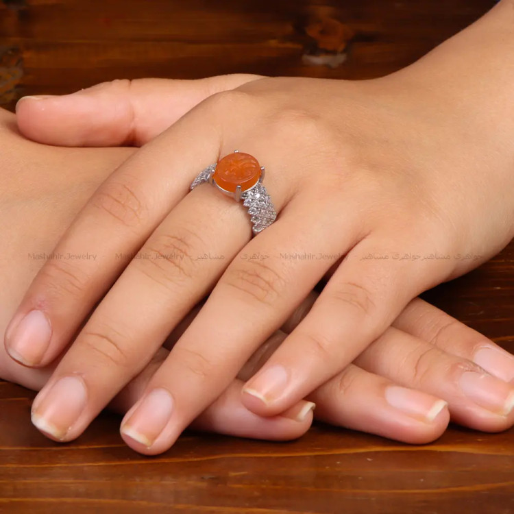 انگشتر عقیق زنانه کد 34990