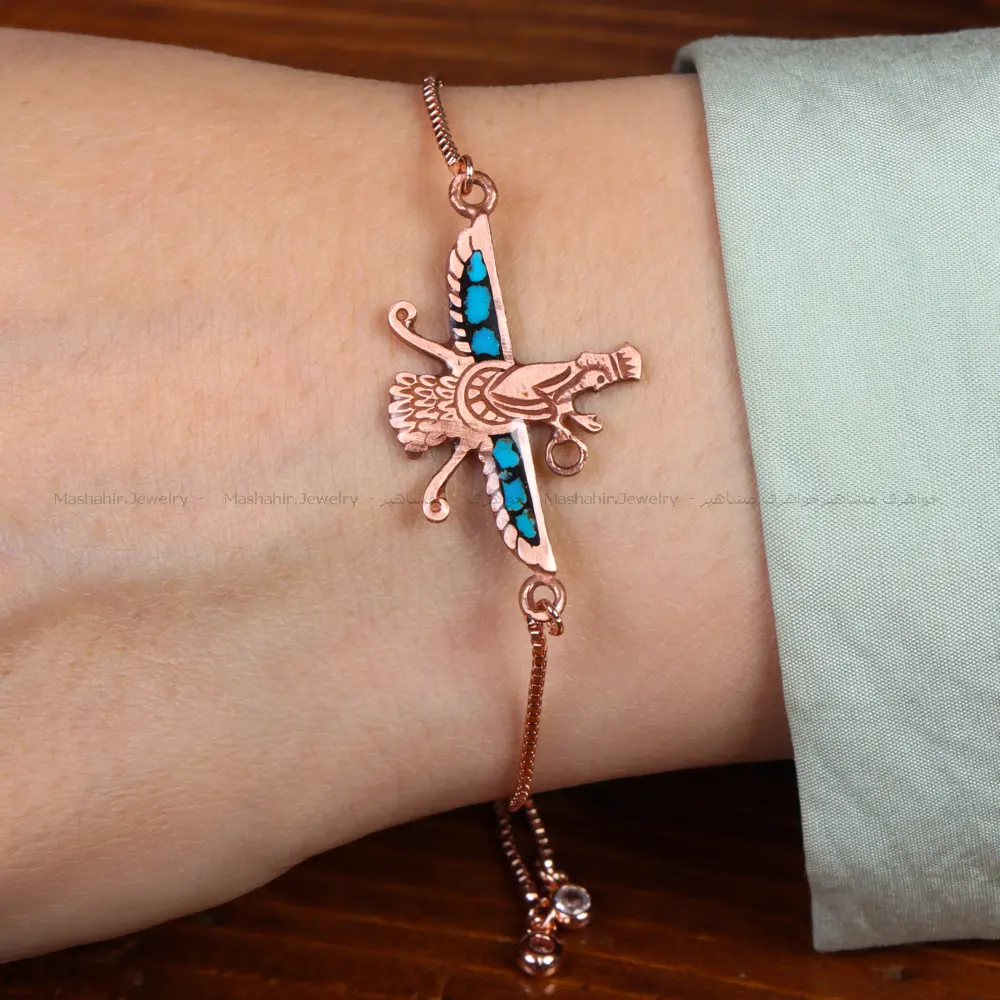 دستبند مسی فیروزه کوب کد 34760