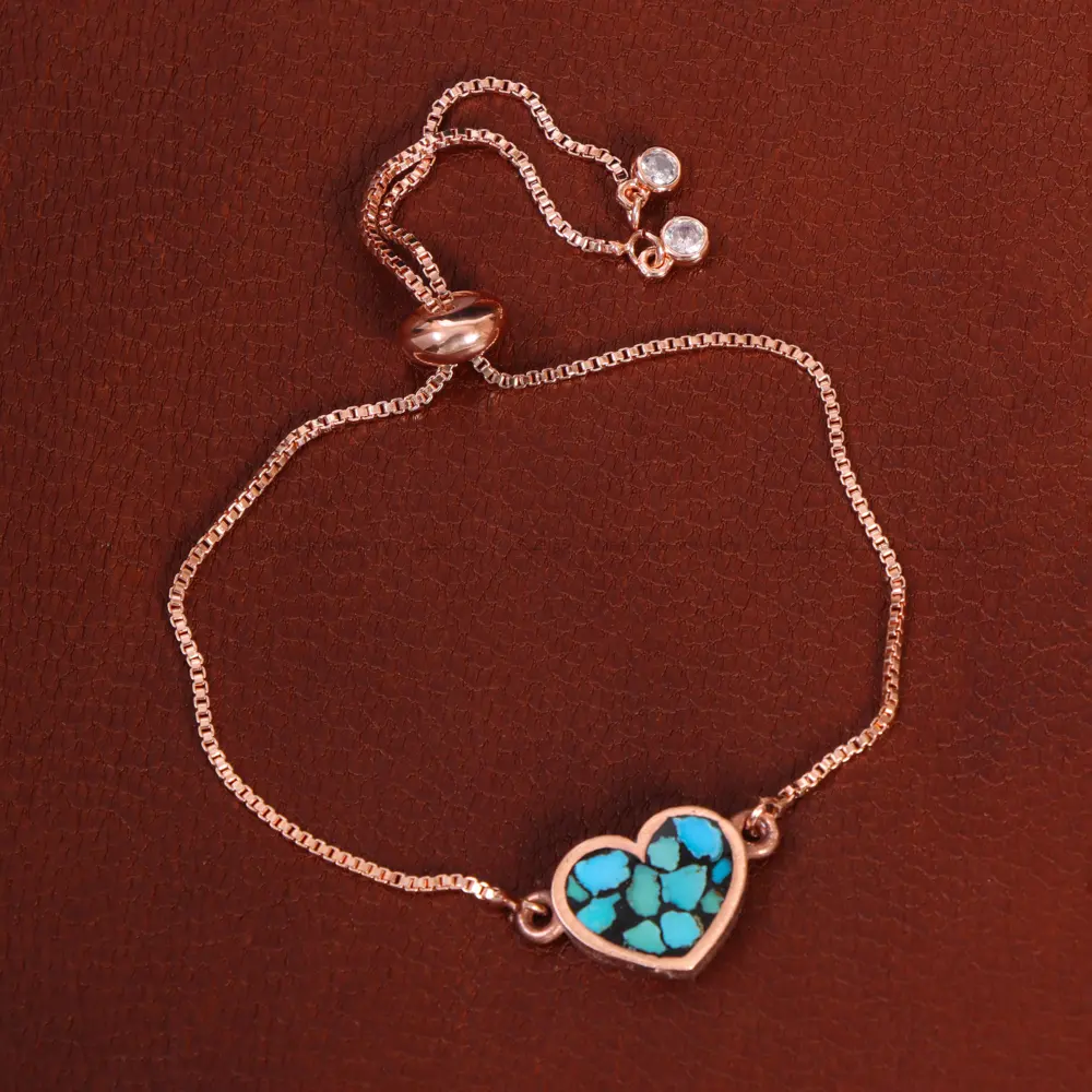 دستبند مسی فیروزه کوب کد 34759