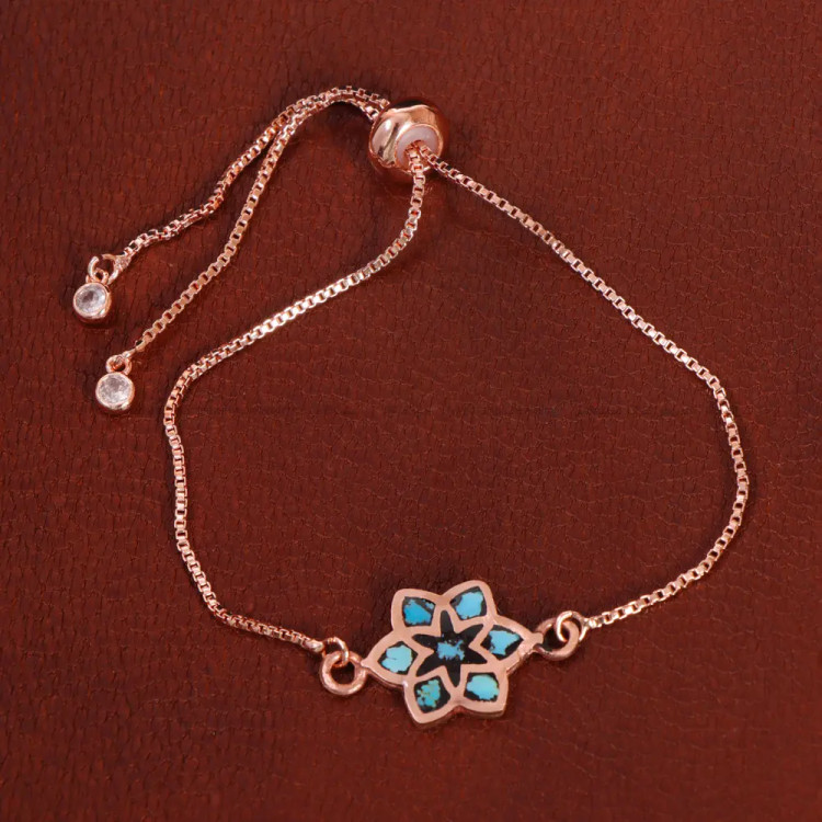 دستبند مسی فیروزه کوب کد 34758