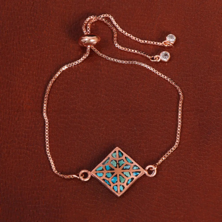 دستبند مسی فیروزه کوب کد 34757