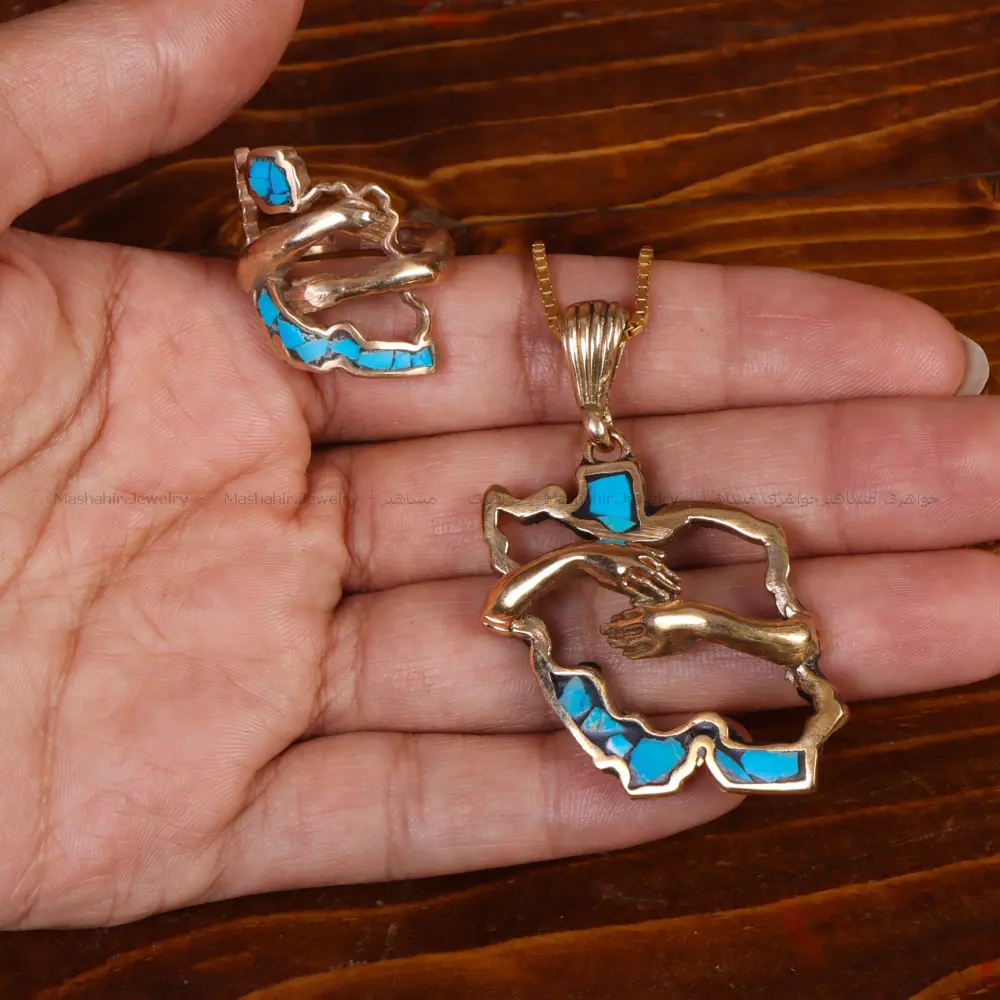 نیم ست فیروزه کوب طرح ایران کد 34750