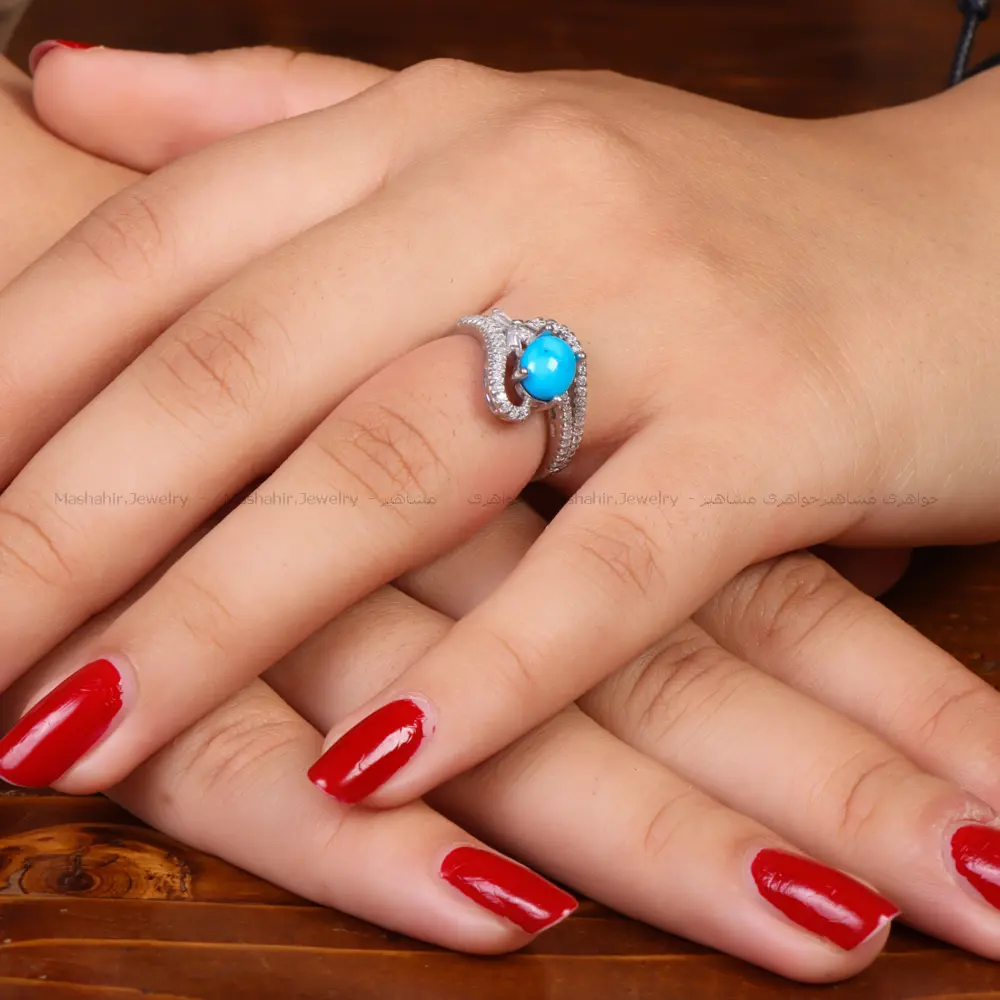 انگشتر فیروزه عجمی زنانه کد 34743