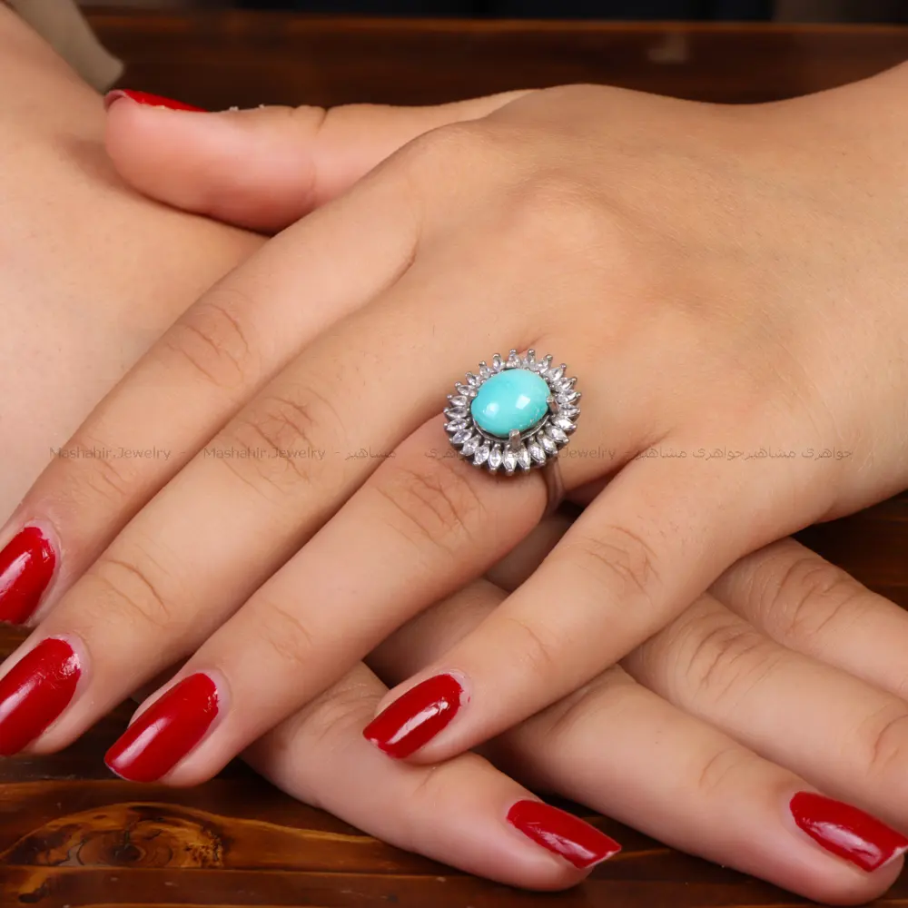 انگشتر فیروزه عجمی زنانه کد 34740