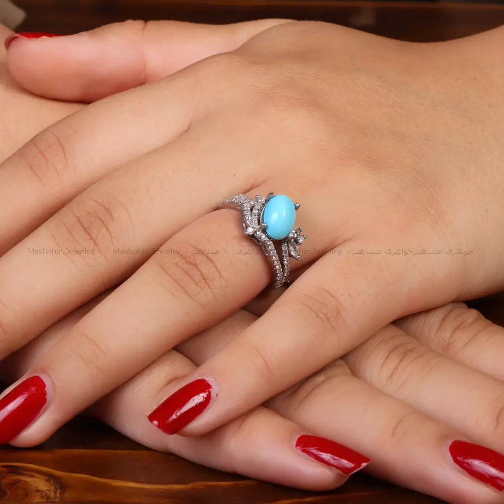 انگشتر فیروزه عجمی زنانه کد 34738