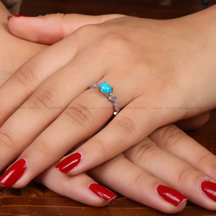 انگشتر فیروزه عجمی زنانه کد 34726