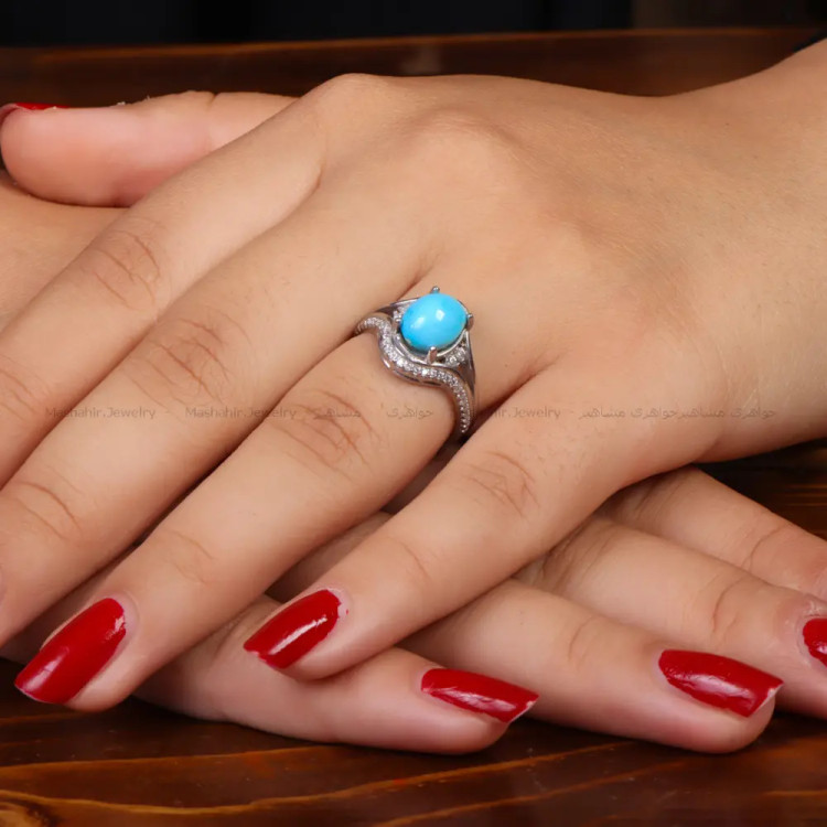 انگشتر فیروزه عجمی زنانه کد 34717