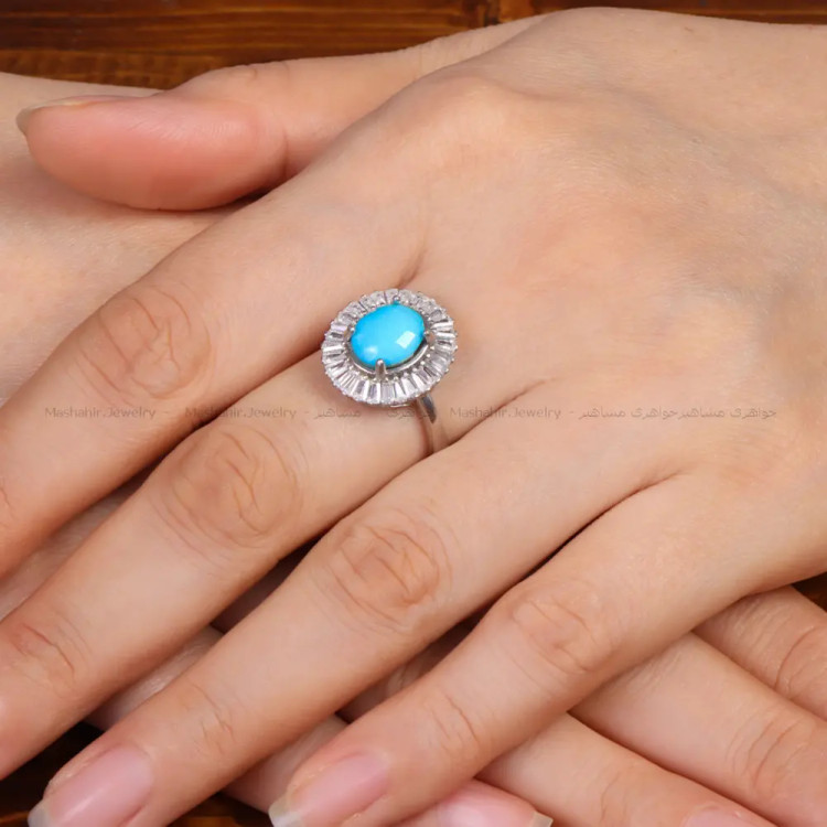 انگشتر فیروزه عجمی زنانه کد 34180