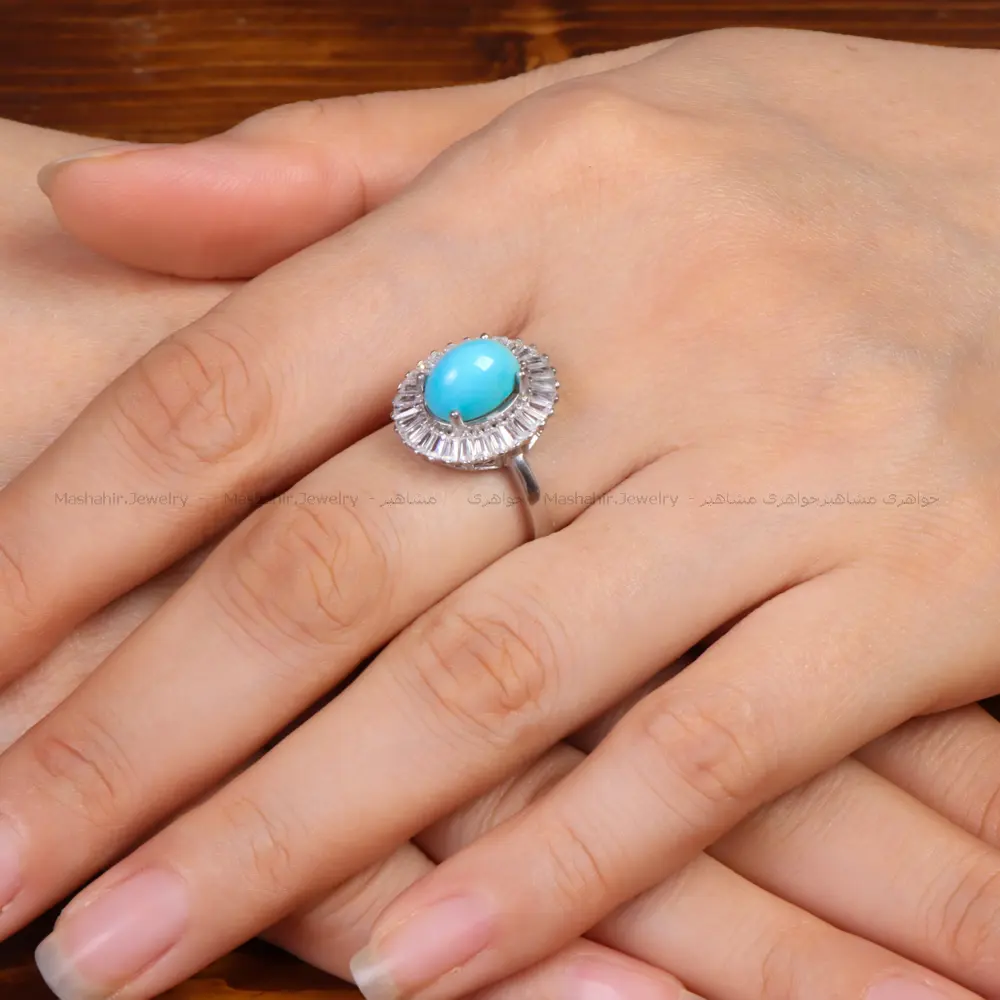 انگشتر فیروزه عجمی زنانه کد 34175