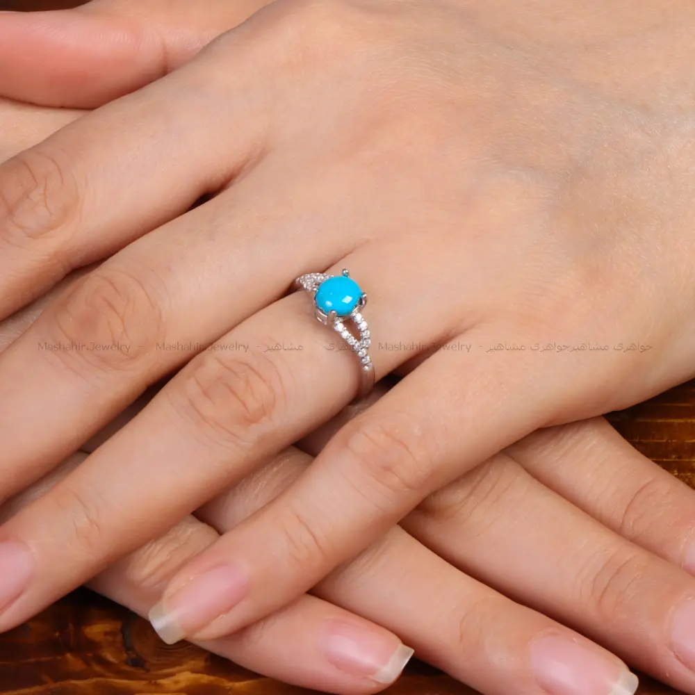 انگشتر فیروزه عجمی زنانه کد 34143