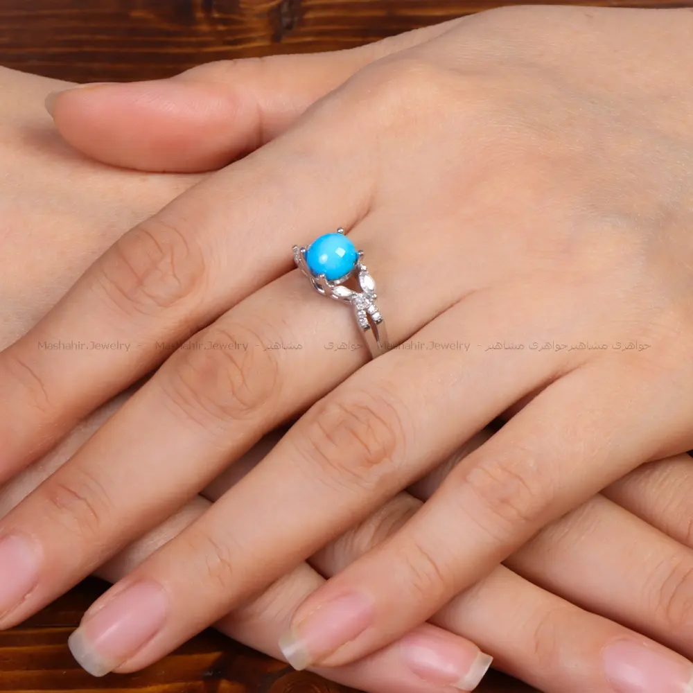 انگشتر فیروزه عجمی زنانه کد 34142