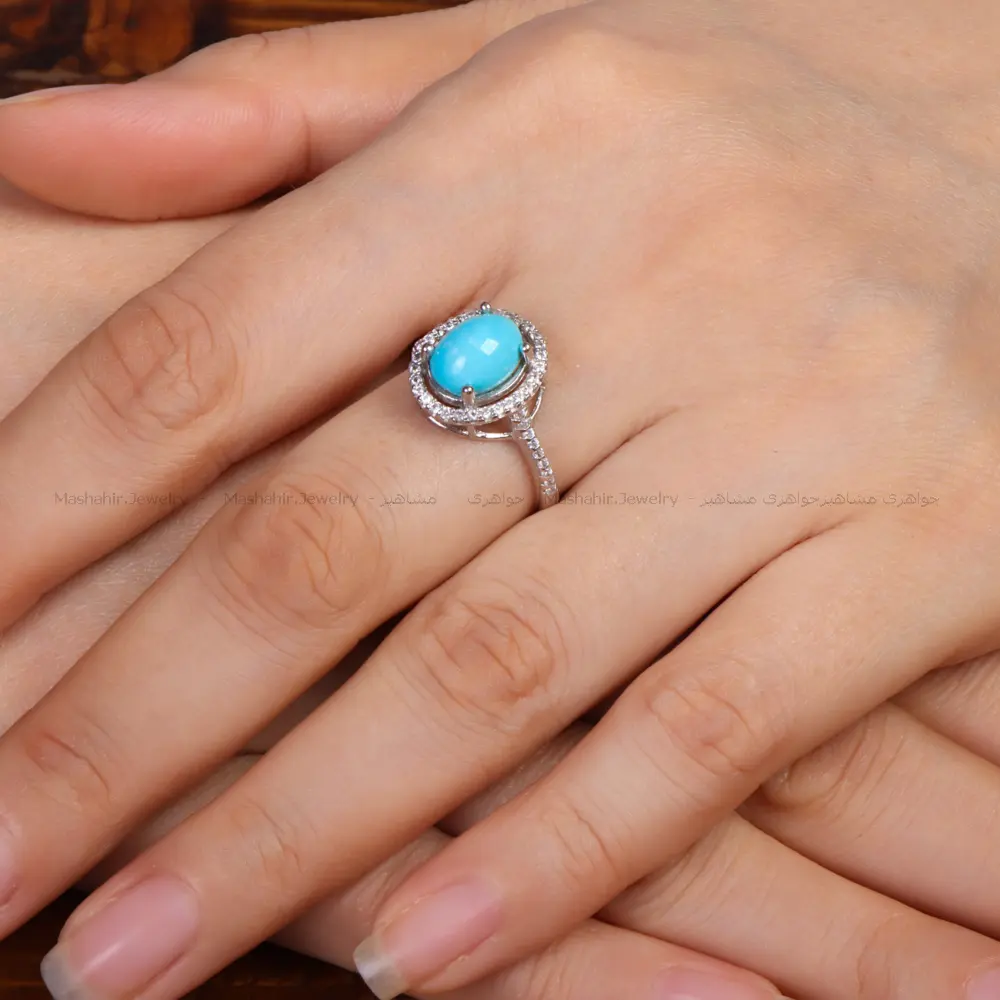 انگشتر فیروزه عجمی زنانه کد 34132