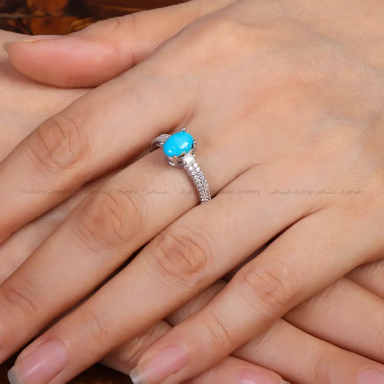 انگشتر فیروزه عجمی زنانه کد 34131