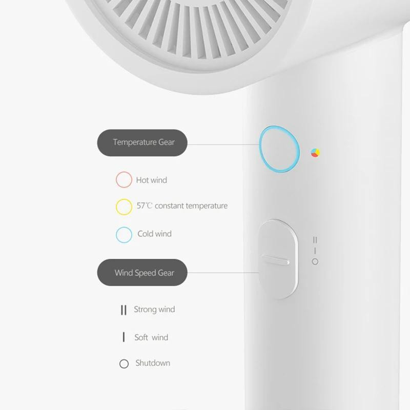 سشوار خانگی 1600 وات میجیا مدل Ionic Hair Dryer H300، موتور AC، وزن 350 گرم، دارای سری متمرکزکننده باریک با ویژگی صافکنندگی