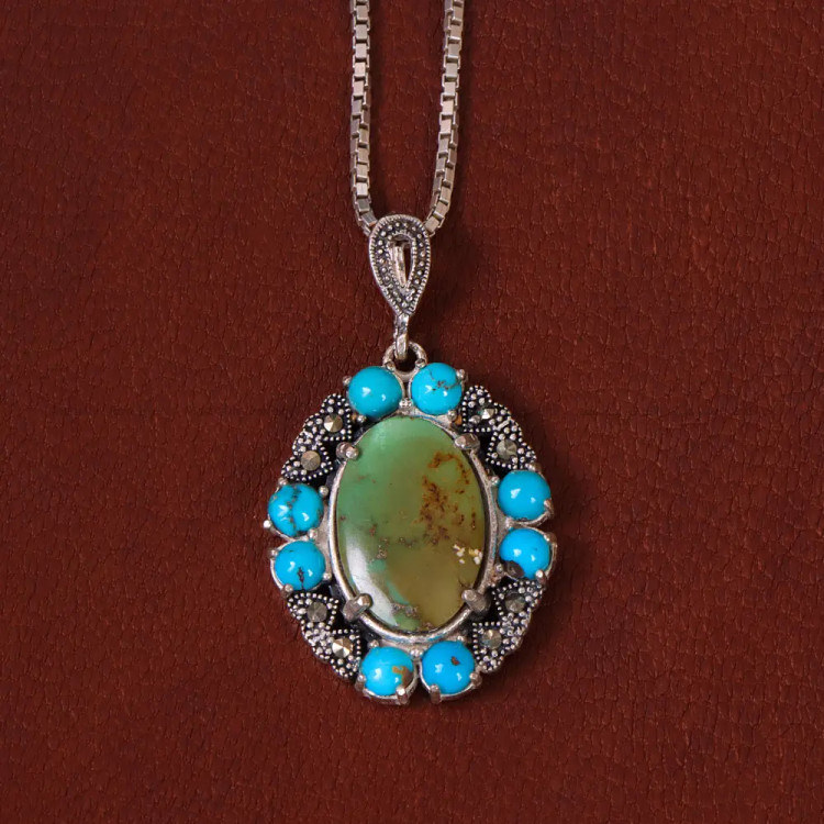 گردنبند فیروزه زنانه کد 33106