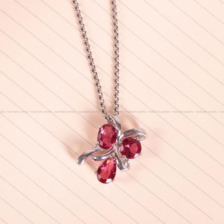 گردنبند طرح یاقوت زنانه کد 2577