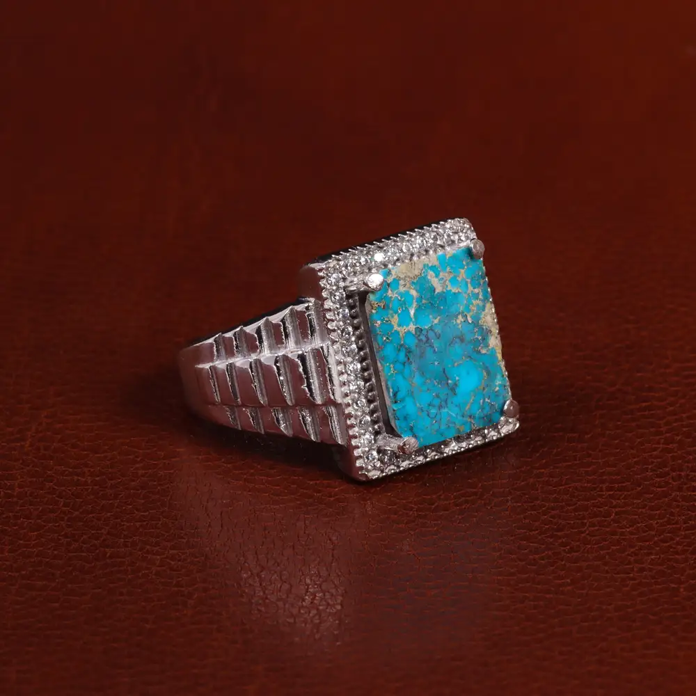 انگشتر فیروزه شجری مردانه کد 24088