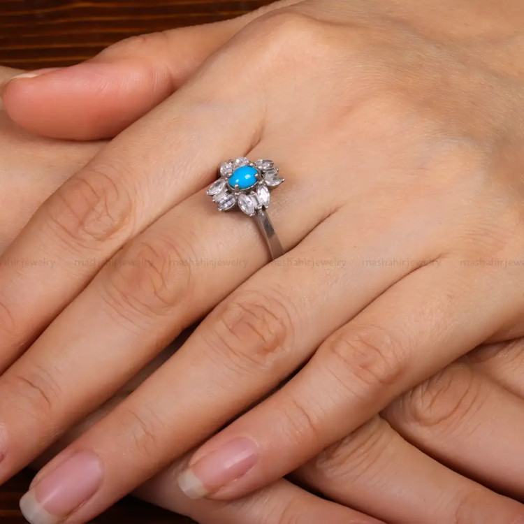انگشتر فیروزه عجمی زنانه کد 30788