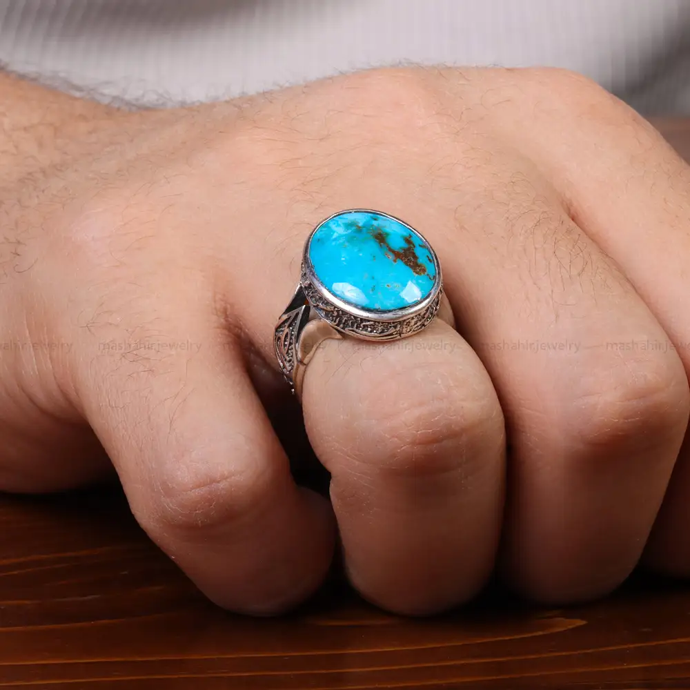 انگشتر فیروزه شجری مردانه کد 30721 (کپی)