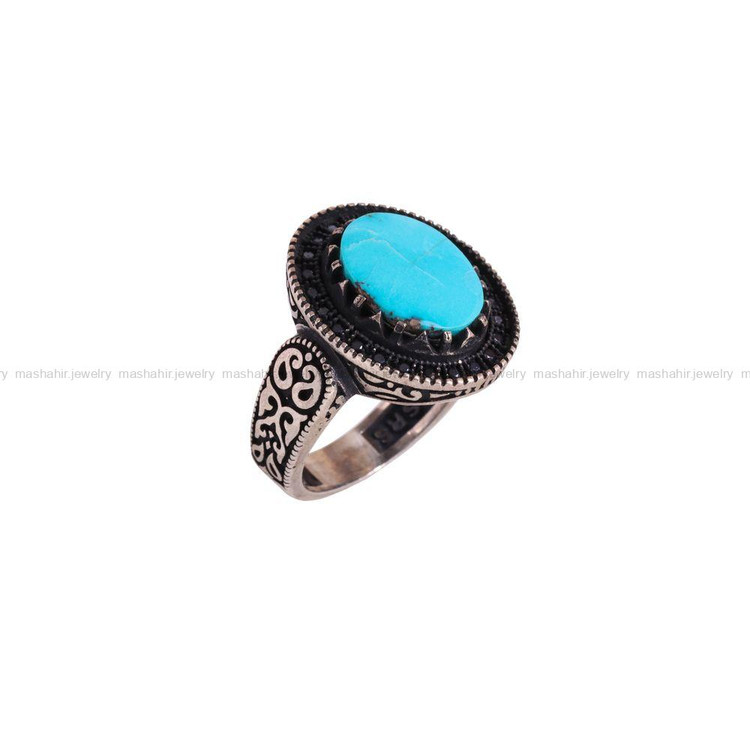 انگشتر فیروزه شجری مردانه کد 3289