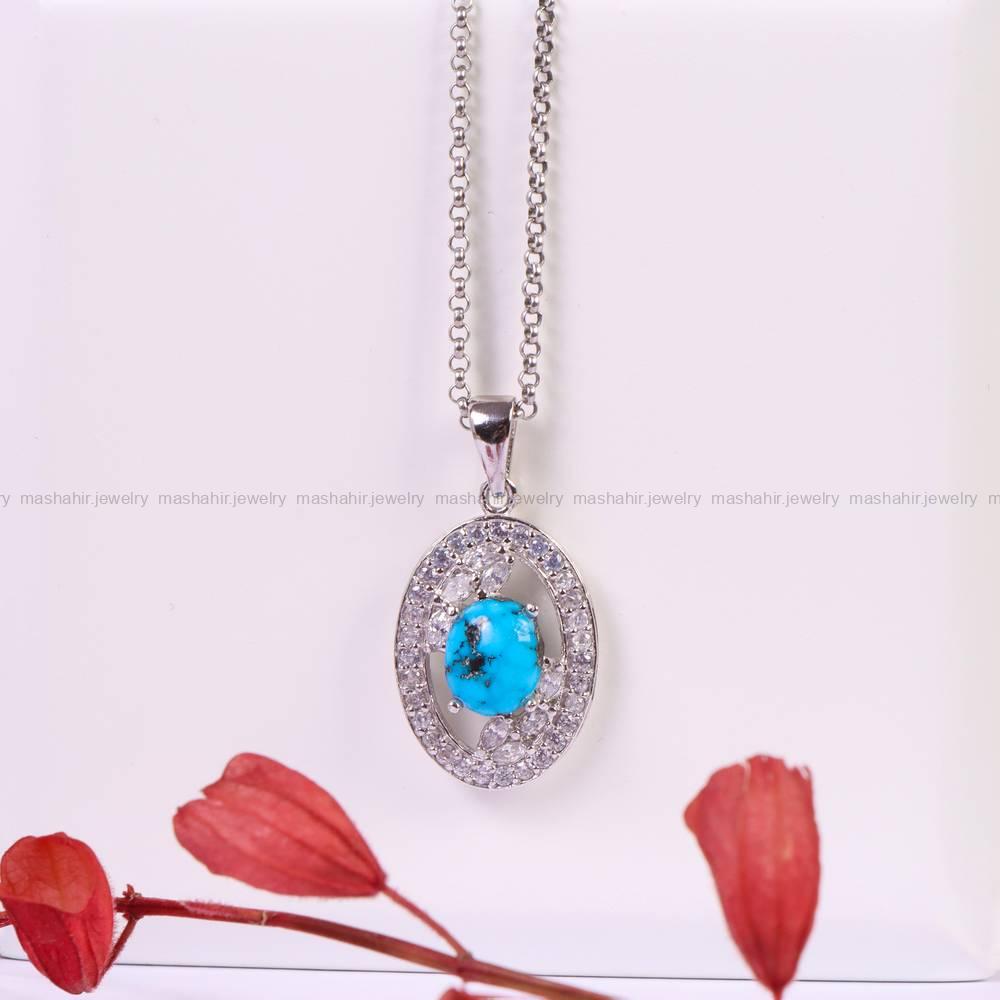 گردنبند فیروزه زنانه کد 6121