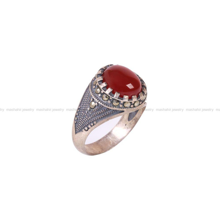 انگشتر عقیق مردانه کد 6696