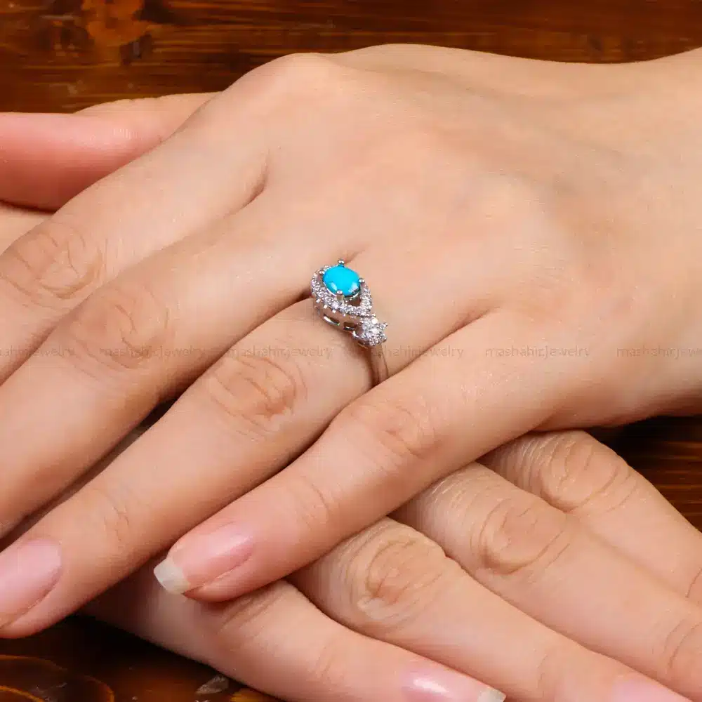 انگشتر فیروزه عجمی زنانه کد 27617