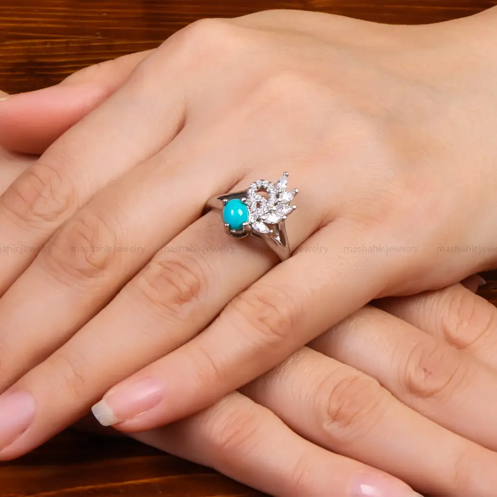 انگشتر فیروزه عجمی زنانه کد 27602