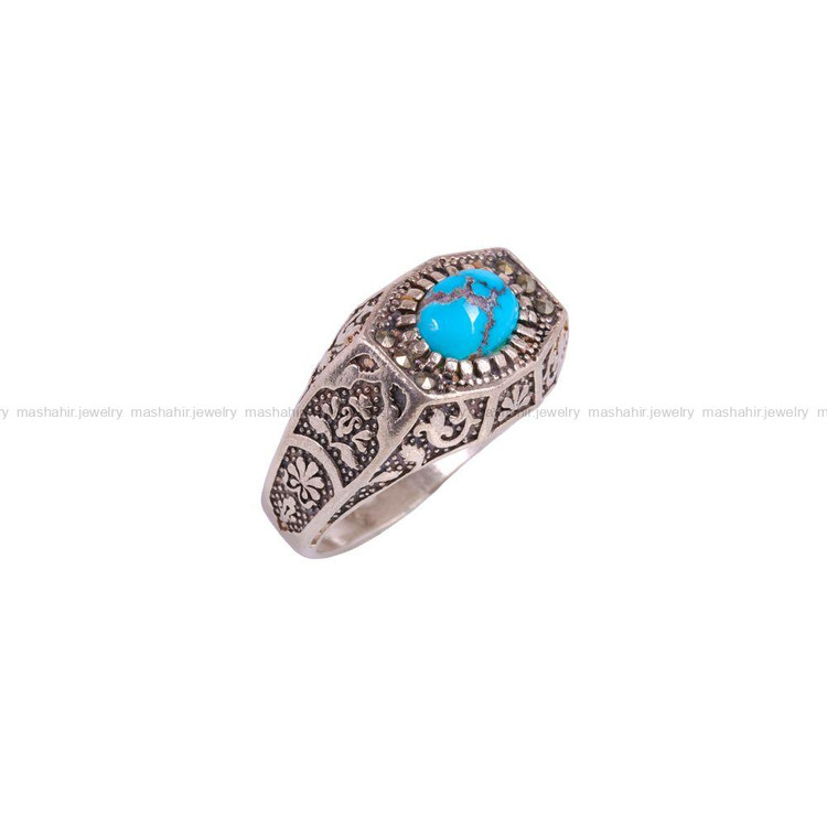 انگشتر فیروزه شجری مردانه کد 3479