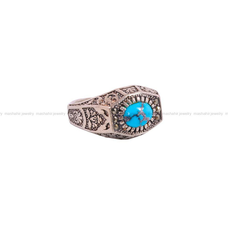 انگشتر فیروزه شجری مردانه کد 3479
