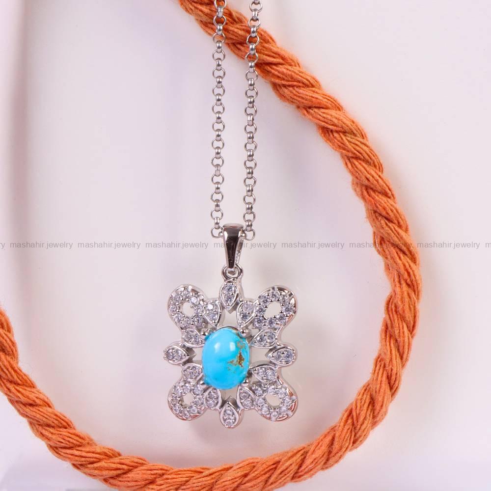 گردنبند فیروزه زنانه کد 6125