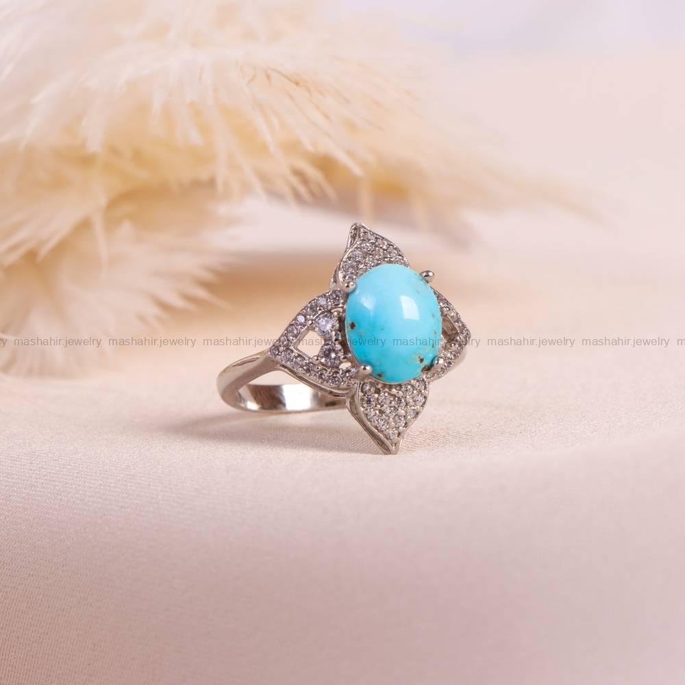انگشتر فیروزه شجری زنانه کد 6134
