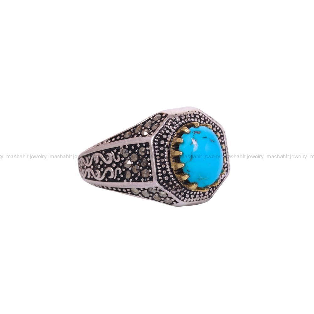 انگشتر فیروزه شجری مردانه کد 6311