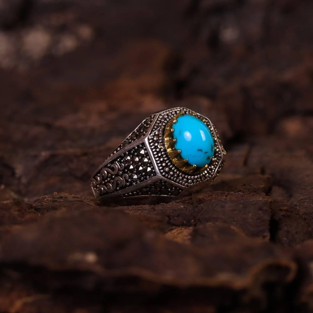 انگشتر فیروزه شجری مردانه کد 6311